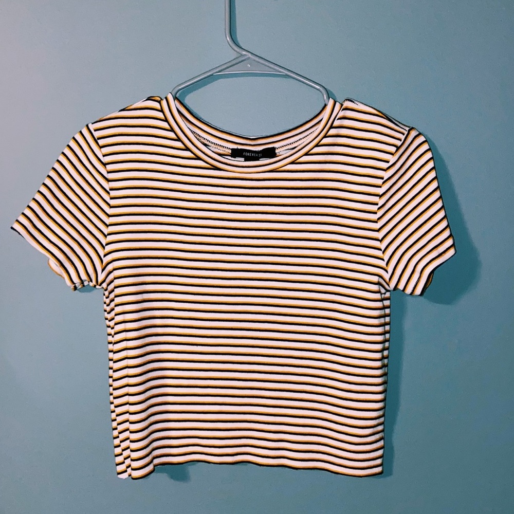 yellow striped crop top